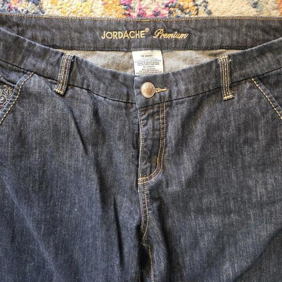 Jordache Premium Jeans 14 Short Blue Denim Dark embroidered - Picture 2 of 11